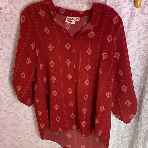 LOFT Tops - LOFT Burgundy Geometric Women's Blouse
